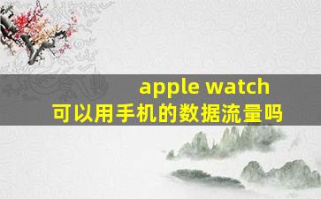 apple watch可以用手机的数据流量吗